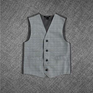 Gray Plaid Button Front Women’s Dress Vest